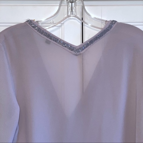 Honey Punch | Beaded Grey Blouse V-Neck Small - Picture 6 of 12
